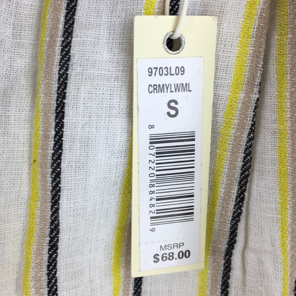 Max Studio Stripe Linen Paper Bag Hi Waist Shorts - Picture 7 of 12